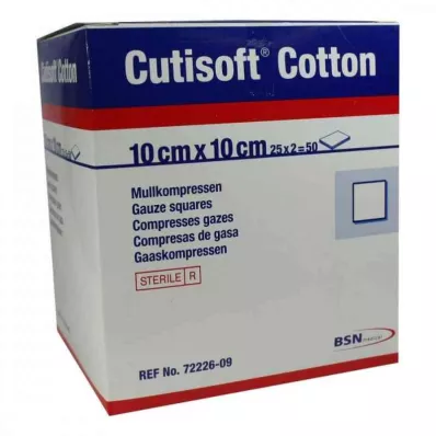 CUTISOFT Bomull Kompr.10x10 cm ster.12x, 25X2 St