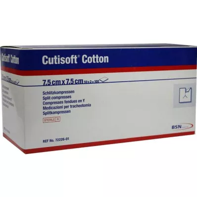 CUTISOFT Cotton Slit Compr.7,5x7,5 cm steril, 50X2 stk CUTISOFT Cotton Slit Compr.7,5x7,5 cm steril, 50X2 stk