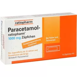 PARACETAMOL-ratiopharm 1000 mg stikkpiller, 10 stk