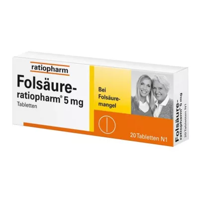 FOLSÄURE-RATIOPHARM 5 mg tabletter, 20 stk FOLSÄURE-RATIOPHARM 5 mg tabletter, 20 stk