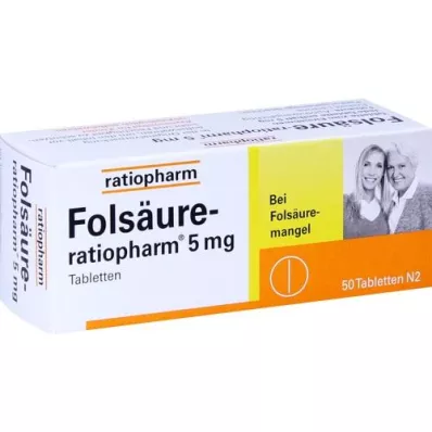 FOLSÄURE-RATIOPHARM 5 mg tabletter, 50 stk