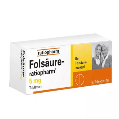FOLSÄURE-RATIOPHARM 5 mg tabletter, 50 stk