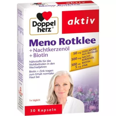 DOPPELHERZ Meno Rødkløver + nattlysolje + biotinkapsler, 30 stk