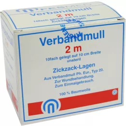 VERBANDMULL 2x1 m sikksakk BW 20/100 usteril, 1 stk