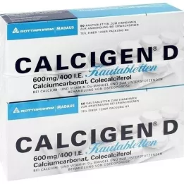 CALCIGEN D 600 mg/400 IE Tyggetabletter, 120 stk