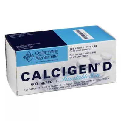 CALCIGEN D 600 mg/400 IE Tyggetabletter, 120 stk