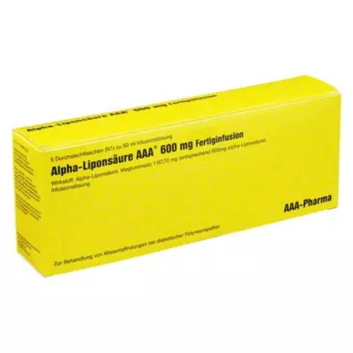 ALPHA LIPONSÄURE AAA hetteglass med 600 mg injeksjon, 5X50 ml ALPHA LIPONSÄURE AAA hetteglass med 600 mg injeksjon, 5X50 ml