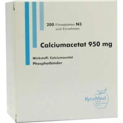 CALCIUMACETAT 950 mg filmdrasjerte tabletter, 200 stk