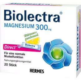 BIOLECTRA Magnesium 300 mg Direct Lemon Sticks, 20 stk