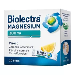 BIOLECTRA Magnesium 300 mg Direct Lemon Sticks, 20 stk