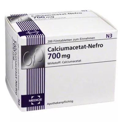 CALCIUMACETAT NEFRO 700 mg filmdrasjerte tabletter, 200 stk