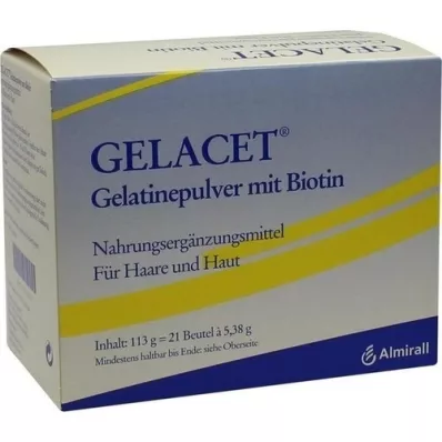 GELACET Gelatinpulver med biotin i pose, 21 stk