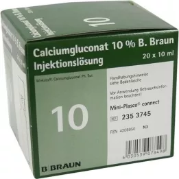 CALCIUMGLUCONAT 10 % MPC Injeksjonsvæske, oppløsning, 20X10 ml