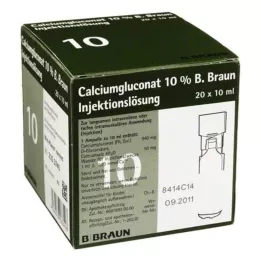 CALCIUMGLUCONAT 10 % MPC Injeksjonsvæske, oppløsning, 20X10 ml