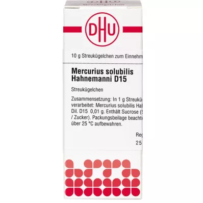 MERCURIUS SOLUBILIS Hahnemanni D 15 globuler, 10 g