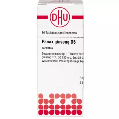 PANAX GINSENG D 6 tabletter, 80 stk