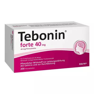 TEBONIN forte 40 mg filmdrasjerte tabletter, 200 stk TEBONIN forte 40 mg filmdrasjerte tabletter, 200 stk