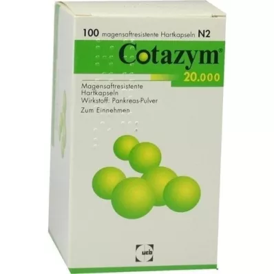 COTAZYM 20 000 pellets enterokapsler, 100 stk