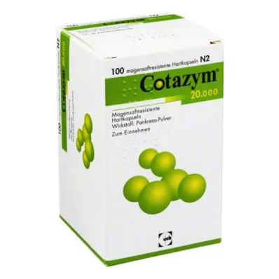 Cotazym 20 000 pellets gastro-resistente kapsler, 100 stykker Cotazym 20 000 pellets gastro-resistente kapsler, 100 stykker