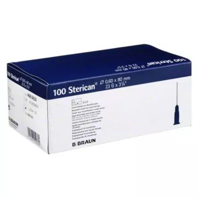 STERICAN Nåler 23 Gx3 1/5 0,6x80 mm, 100 stk STERICAN Nåler 23 Gx3 1/5 0,6x80 mm, 100 stk