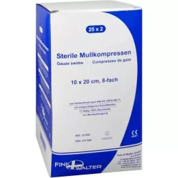 MULLKOMPRESSEN 10x20 cm steril 8x, 25X2 stk