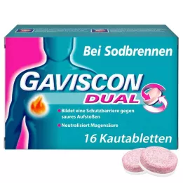 GAVISCON Dual 250 mg/106,5 mg/187,5 mg tyggetabletter, 16 stk