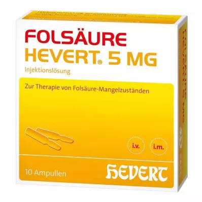 FOLSÄURE HEVERT 5 mg ampuller, 10 stk FOLSÄURE HEVERT 5 mg ampuller, 10 stk