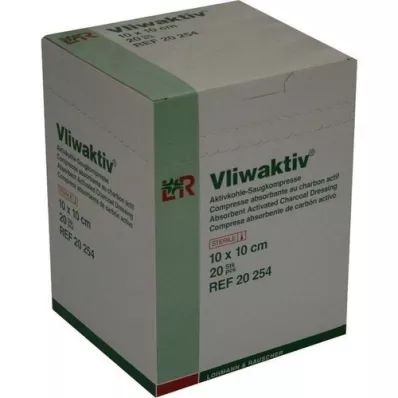 VLIWAKTIV Aktivt kullsugkomp. sterilt 10x10 cm, 20 stk