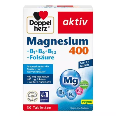 DOPPELHERZ Magnesium 400 mg tabletter, 30 stk