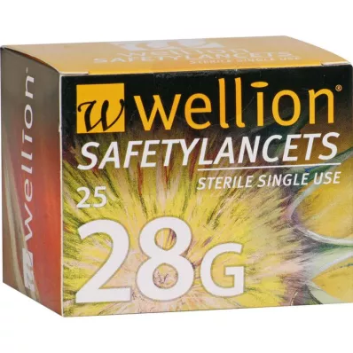 WELLION Safetylancets 28 G sikkerhetsemaljer, 25 stk