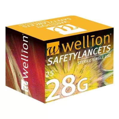 WELLION Safetylancets 28 G sikkerhetsemaljer, 25 stk