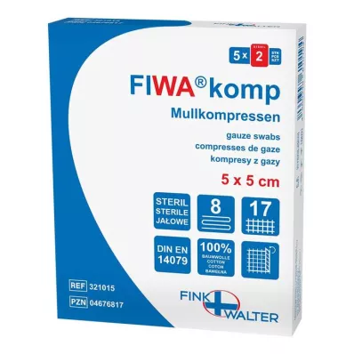 MULLKOMPRESSEN 5x5 cm sterilt 8x, 5X2 St