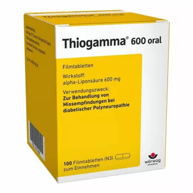 THIOGAMMA 600 orale filmdrasjerte tabletter, 100 stk THIOGAMMA 600 orale filmdrasjerte tabletter, 100 stk