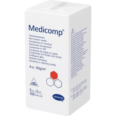 MEDICOMP Ikke-steril non-woven komp. 5x5 cm 4-lags, 100 stk