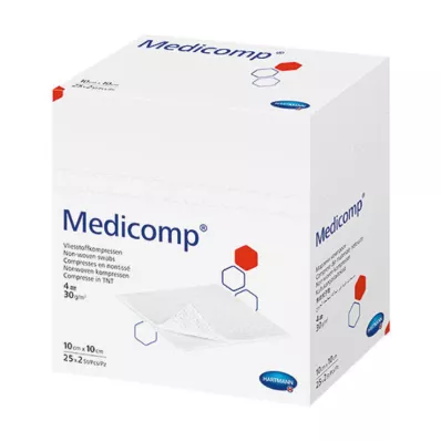 MEDICOMP Ikke-steril, ikke-vevd komp. 10x10 cm 4-lags, 100 stk MEDICOMP Ikke-steril, ikke-vevd komp. 10x10 cm 4-lags, 100 stk