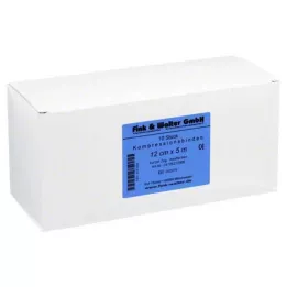 KOMPRESSIONS BINDE 12cmx5m m.kort trekkskinn, 10 stk