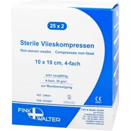 VLIESKOMPRESSEN 10x10 cm sterile 4-lags, 25X2 stk