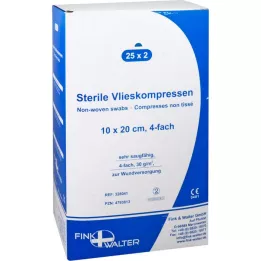 VLIESKOMPRESSEN 10x20 cm steril 4-lags, 25X2 stk