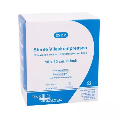 VLIESKOMPRESSEN 10x10 cm steril 6x, 25X2 stk VLIESKOMPRESSEN 10x10 cm steril 6x, 25X2 stk