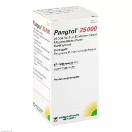 PANGROL 25 000 harde kapsler med enterisk belegg, 50 stk