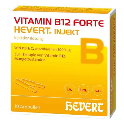 VITAMIN B12 HEVERT forte injeksjonsampuller, 10X2 ml