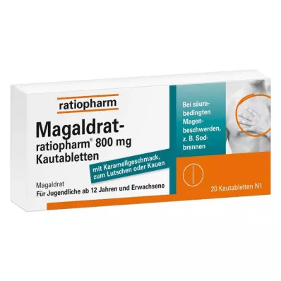 MAGALDRAT-ratiopharm 800 mg tabletter, 20 stk MAGALDRAT-ratiopharm 800 mg tabletter, 20 stk