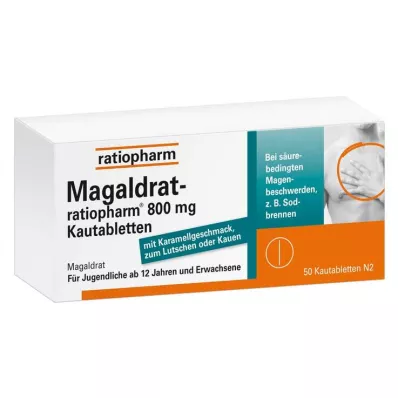 MAGALDRAT-ratiopharm 800 mg tabletter, 50 stk MAGALDRAT-ratiopharm 800 mg tabletter, 50 stk