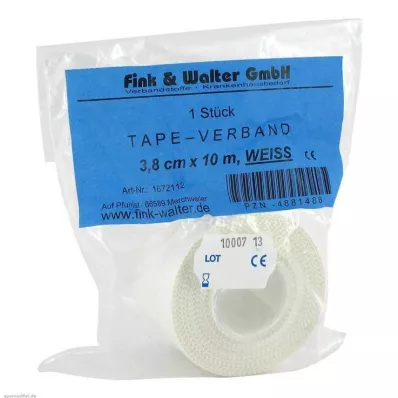 TAPE-Bandasje 3,8 cmx10 m hvit, 1 stk