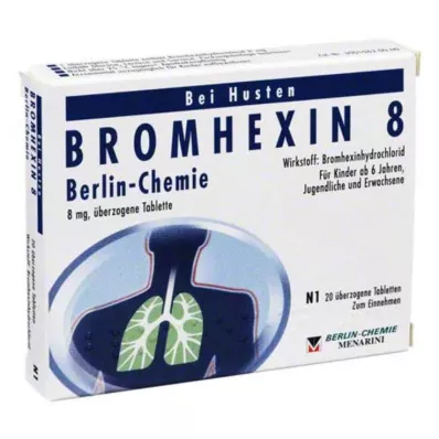 BROMHEXIN 8 Berlin Chemie belagte tabletter, 20 stk