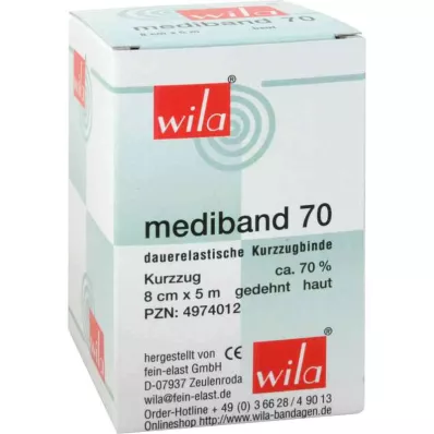 MEDIBAND 70 Kort strekkbandasje 8 cm x 5 m, hudfarget, 1 stk