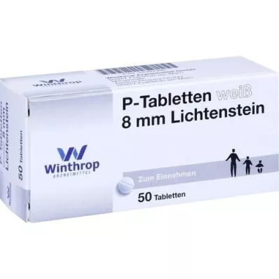 P TABLETTEN hvit 8 mm, 50 stk