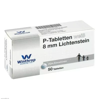 P TABLETTEN hvit 8 mm, 50 stk