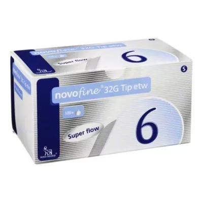 NOVOFINE 6 mm kanyler 32 G Tip sth, 100 stk