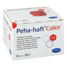 PEHA-HAFT Fargefikseringsbandasje 6 cmx20 m rød, 1 stk